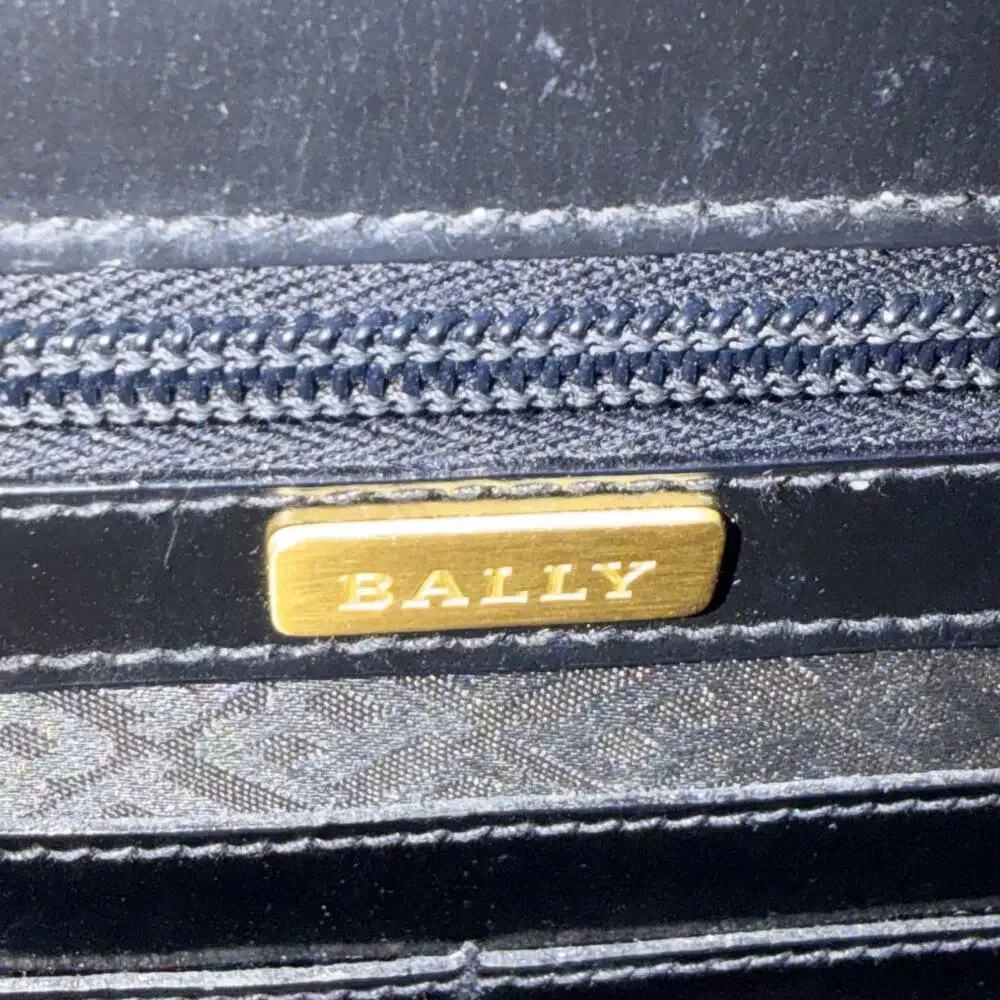 Vintage Bally Black Leather Locking Briefcase Attache Gold Hardware